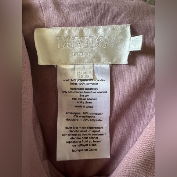 David’s Bridal formal dress 4 Stretchy Pink straps shoulder off wedding prom - Picture 8 of 9